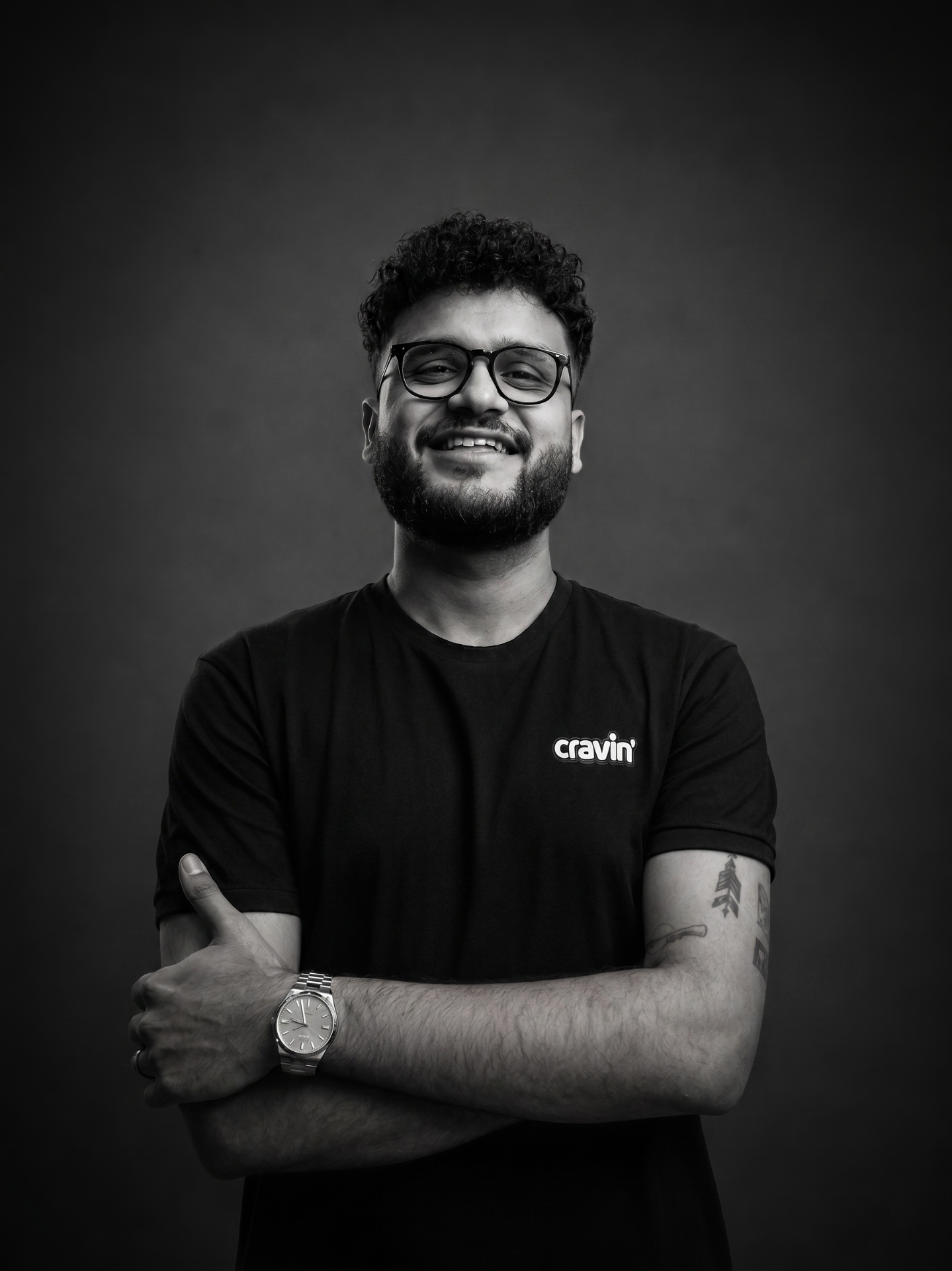 Black and white portrait of Ethan Coutinho